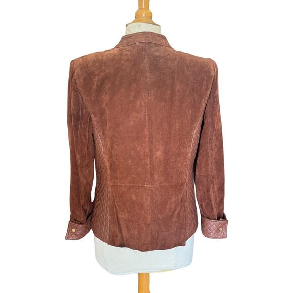 Vintage Leather Moto Jacket Brown Quilted Leather and Suede - Picture 7 of 10